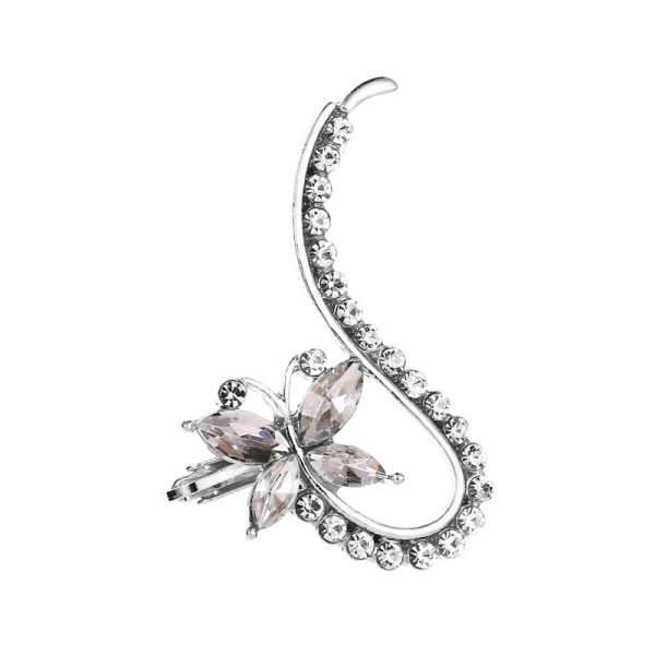 Single Crystal Ear Clip with Butterfly & Flower – Mystic Energy Jewelry for Confidence & Grace - Image 14