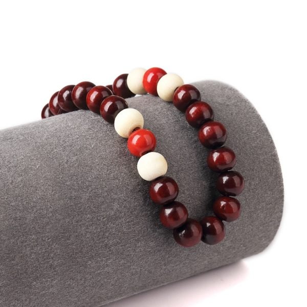 Natural Wooden Beaded Bracelet | Root Chakra Buddha Totem Jewelry - Image 3