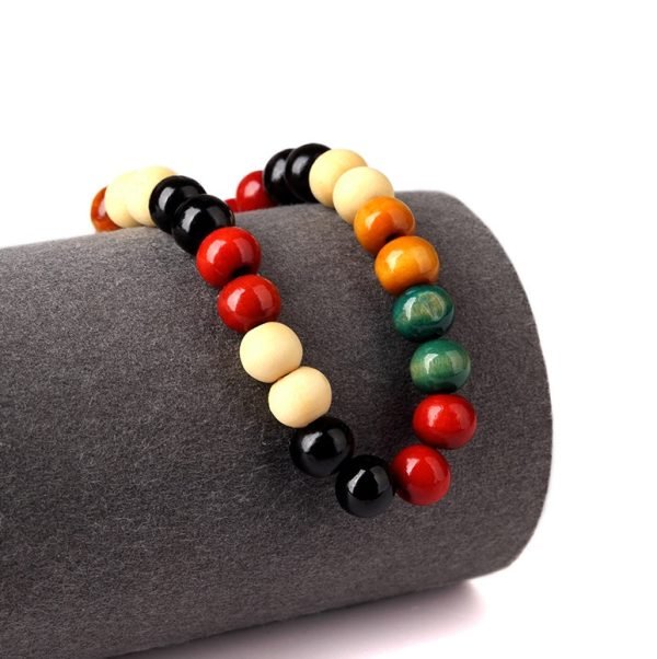 Natural Wooden Beaded Bracelet | Root Chakra Buddha Totem Jewelry - Image 9