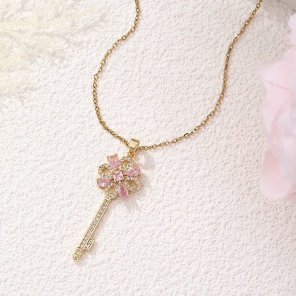 Unlock Energy & Elegance｜Retro Key Flower Necklace for Intuition, Growth & Divine Feminine Style - Image 5