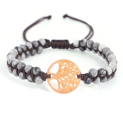Woven Double Tree of Life Yoga Bracelet | Energy Balancing Twine & Natural Stone Elegance