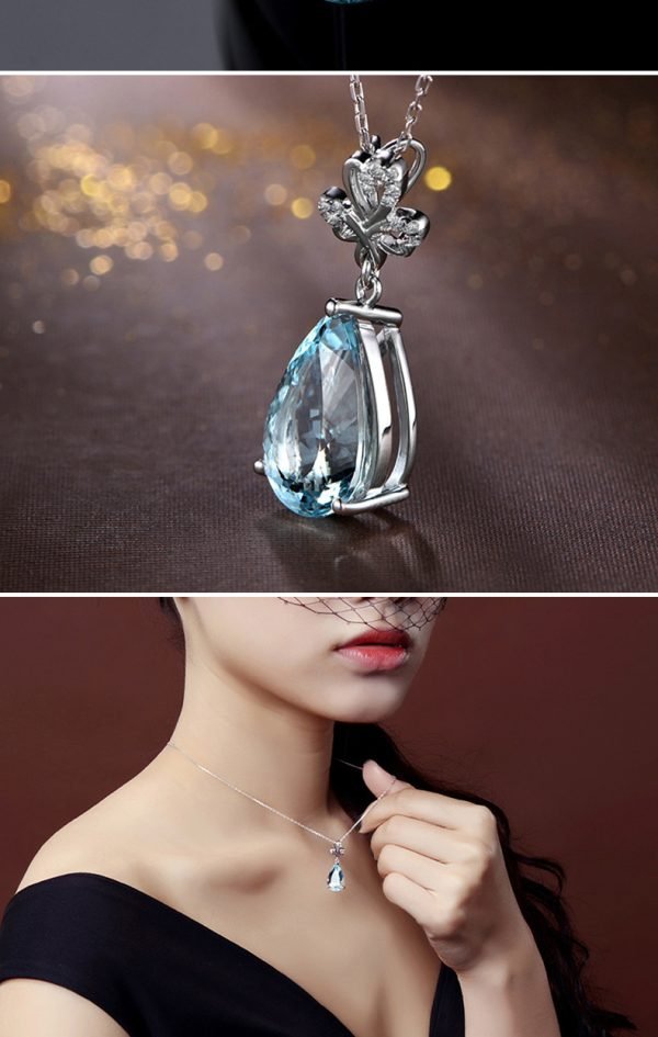 Color Sky Blue Topaz Crystal Clavicle Chain – Elegant Protection & Spiritual Radiance for Daily Glamour - Image 2