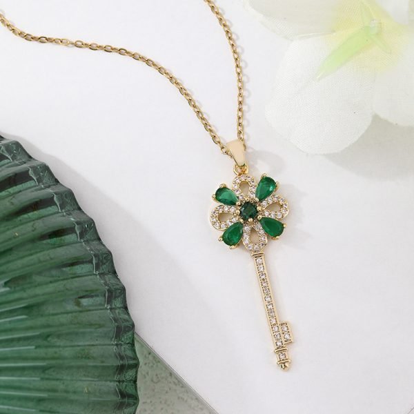 Unlock Energy & Elegance｜Retro Key Flower Necklace for Intuition, Growth & Divine Feminine Style - Image 2