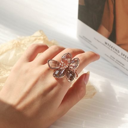 Crystal Flower Energy Ring – Bloom Your Aura with Feminine Power