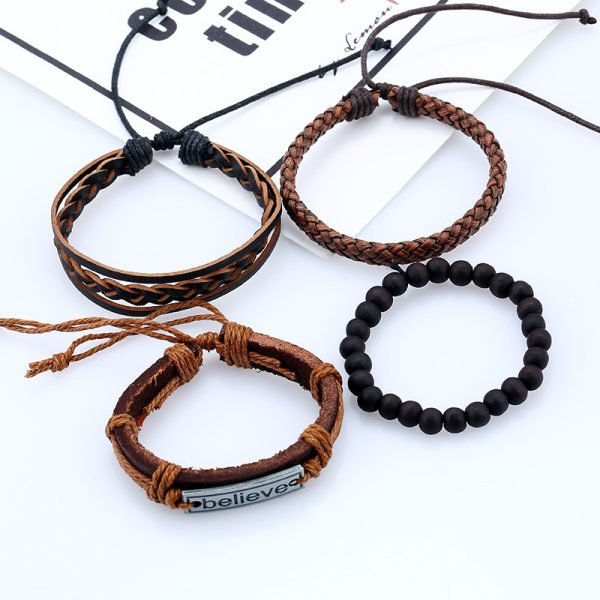 “Believe” Energy Bracelet Set | Multi-Layer Leather & Zen Beads for Grounding, Faith & Style - Image 5