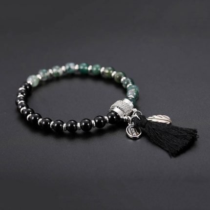 Green & Black Crystal Tassel Bracelet | Energy Balance × Emotional Clarity × Love Charm