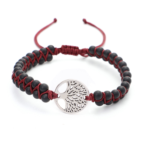 Woven Double Tree of Life Yoga Bracelet | Energy Balancing Twine & Natural Stone Elegance - Image 4