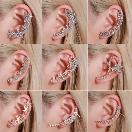 Single Crystal Ear Clip with Butterfly & Flower – Mystic Energy Jewelry for Confidence & Grace