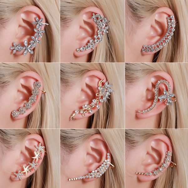 Single Crystal Ear Clip with Butterfly & Flower – Mystic Energy Jewelry for Confidence & Grace