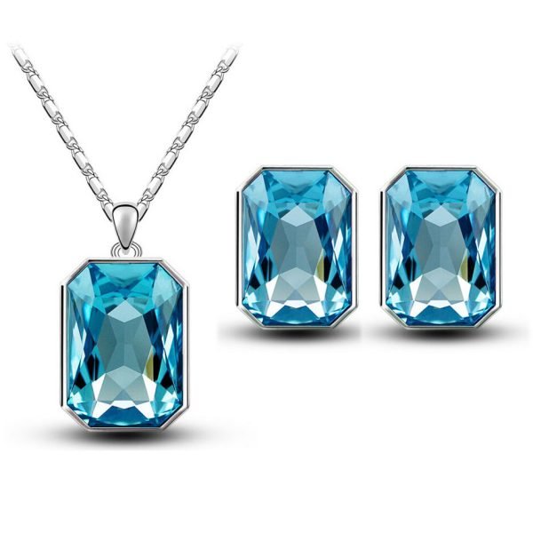 Crystal Necklace with Emerald-Cut Pendant | Choose Your Energy Color – Red, Royal Blue, Sea Blue, White & More - Image 6