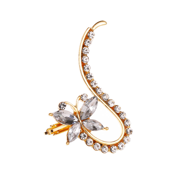 Single Crystal Ear Clip with Butterfly & Flower – Mystic Energy Jewelry for Confidence & Grace - Image 4