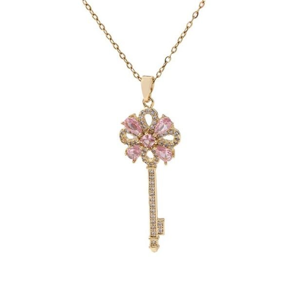 Unlock Energy & Elegance｜Retro Key Flower Necklace for Intuition, Growth & Divine Feminine Style - Image 3