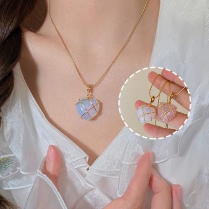 Moonlight Barbie Heart Necklace | Crystal Love Energy, Feminine Charm & Dreamy Glamour